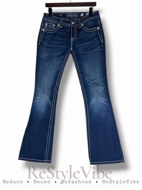 MISS ME Women’s Size 28 Denim Jeans Boot Bootcut Fit Style Stretch Embellished